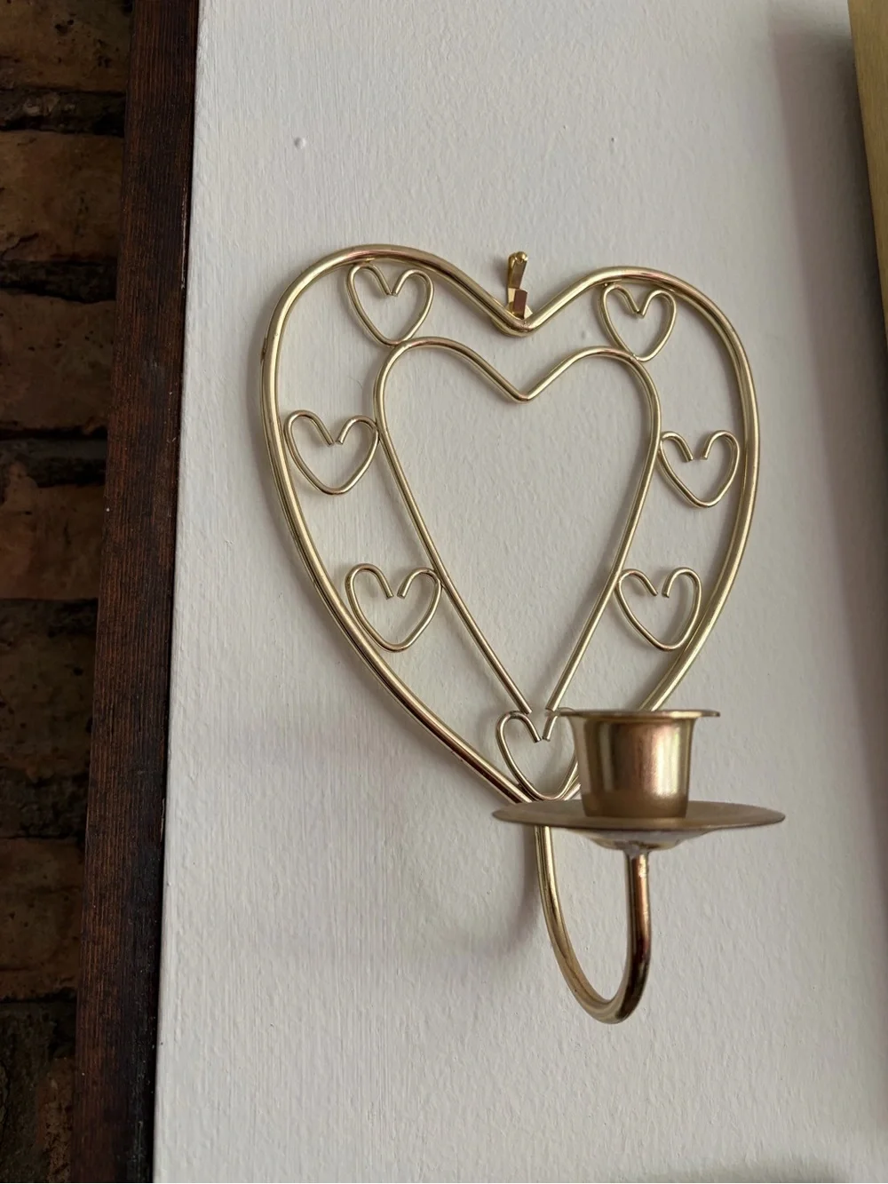 Gold heart candle holder
